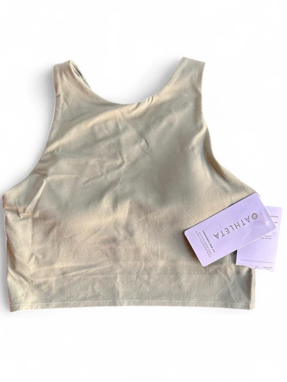 NWT OLIVE Athleta Conscious Crop Tank Bra High Neck Sage Green Size S A-C Cup